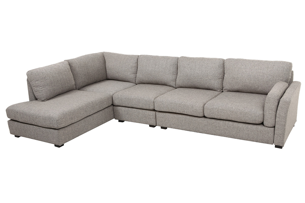 Design-Ecksofa links 6-Sitzer Hellgrau MILORD