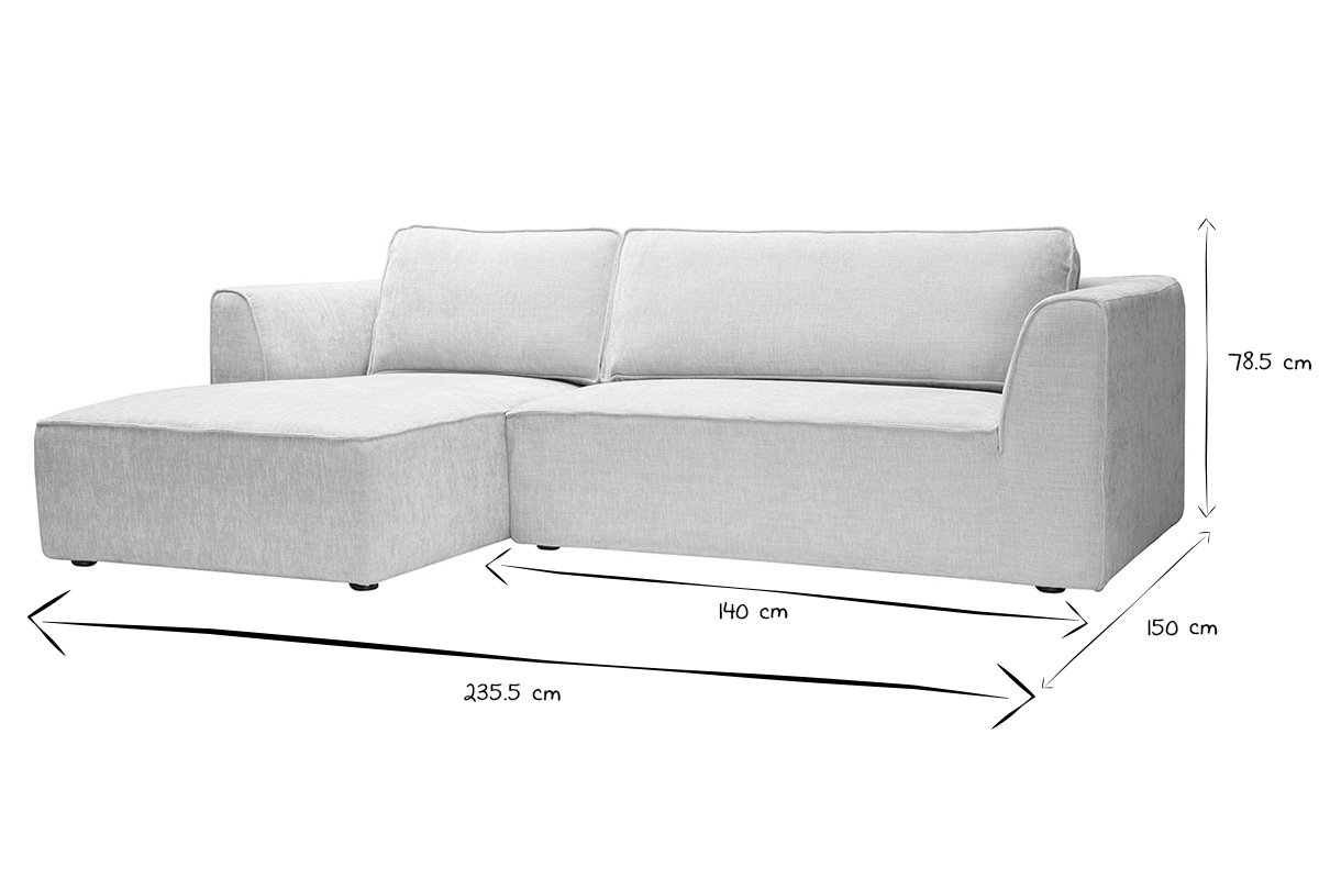 Ecksofa links, Abmessungen 235,5x150x78,5 cm, in Schwarz und Wei�.