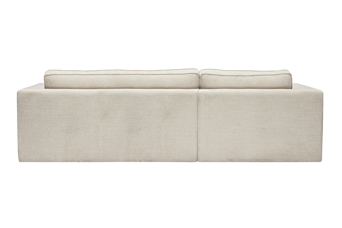 Design Ecksofa links in beige strukturiertem Samt-Effekt Stoff 3-Sitzer GRAMMY