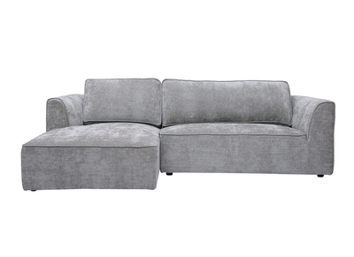 Design Ecksofa links in grauem Samt-Textur-Effekt Stoff 3-Sitzer GRAMMY