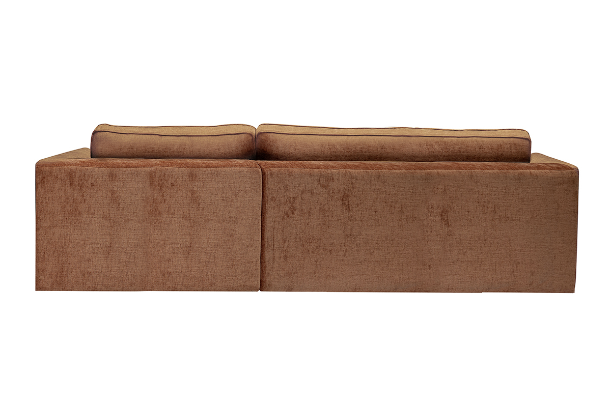 Design-Ecksofa links in texturiertem Samt-Effekt Stoff gebrannte Erde 3-Sitzer GRAMMY