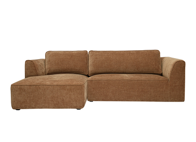 Design-Ecksofa links in texturiertem Samt-Effekt Stoff gebrannte Erde 3-Sitzer GRAMMY