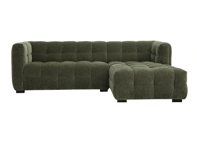 Design-Ecksofa rechts 3-Sitzer aus Samt-Effekt Stoff in Khakigrün CORTO