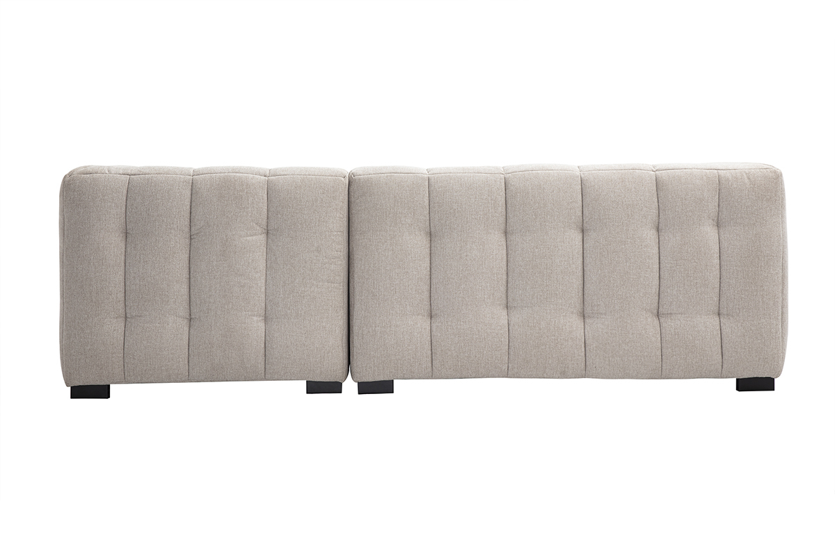 Design Ecksofa rechts 3-Sitzer in texturiertem Samt-Effekt Stoff beige CORTO