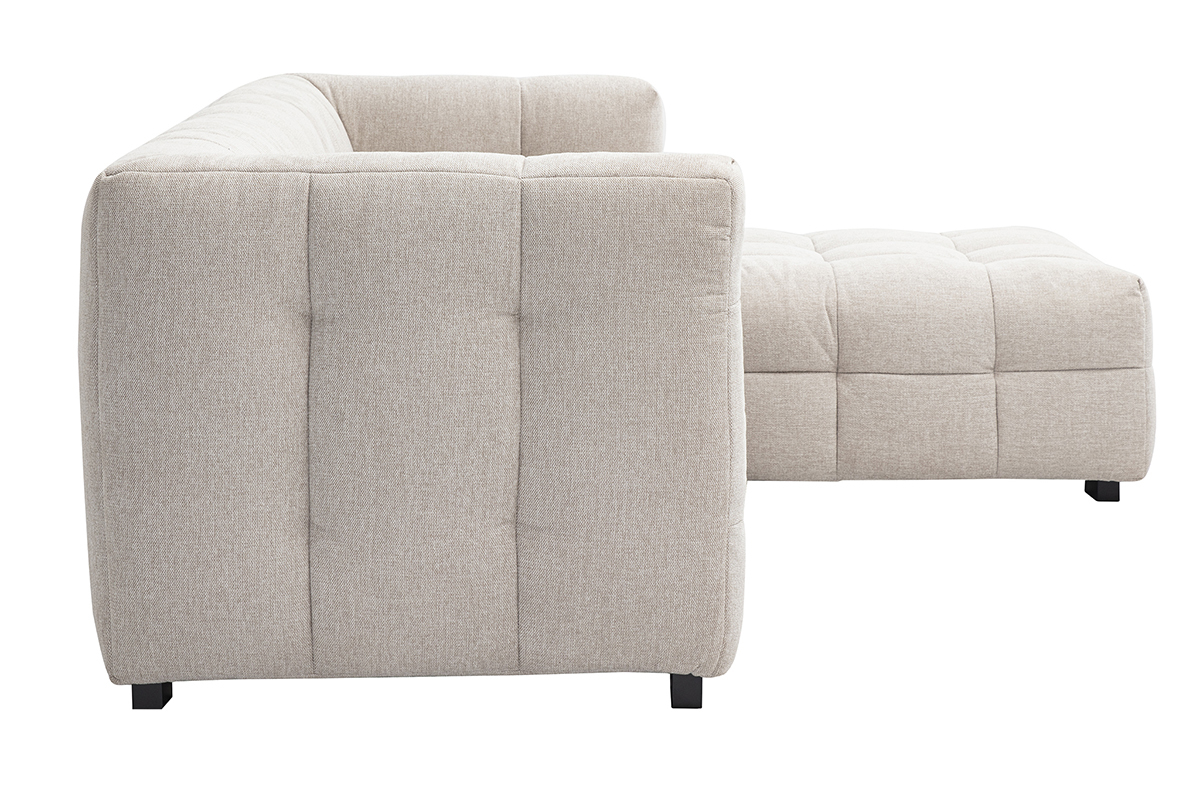 Design Ecksofa rechts 3-Sitzer in texturiertem Samt-Effekt Stoff beige CORTO