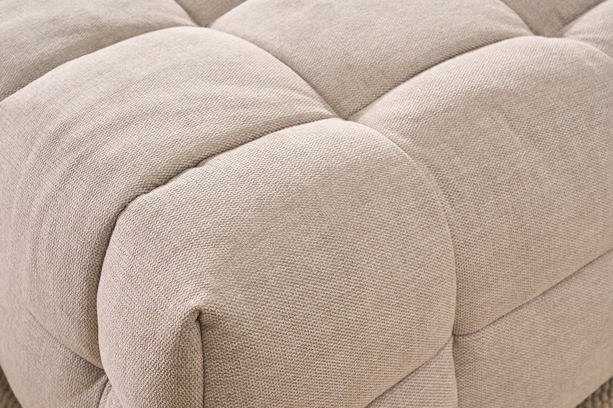 Design Ecksofa rechts 3-Sitzer in texturiertem Samt-Effekt Stoff beige CORTO