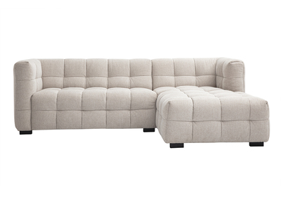 Design Ecksofa rechts 3-Sitzer in texturiertem Samt-Effekt Stoff beige CORTO