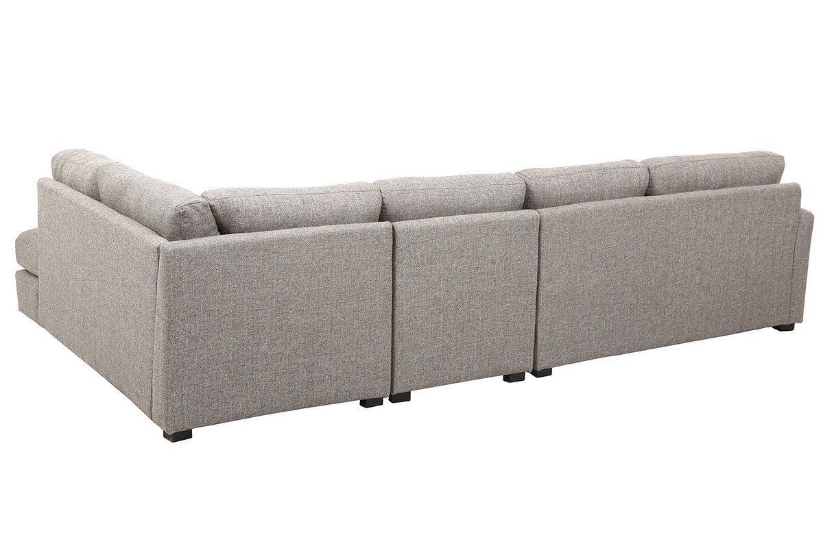Design-Ecksofa rechts, 6 Pl�tze, hellgrauer Stoff MILORD