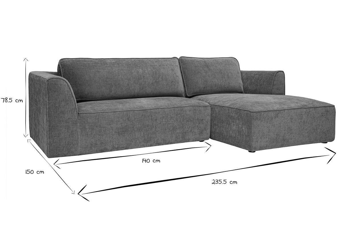 Design-Ecksofa rechts in gebrannter Erde Textur Samteffekt Stoff 3-Sitzer GRAMMY
