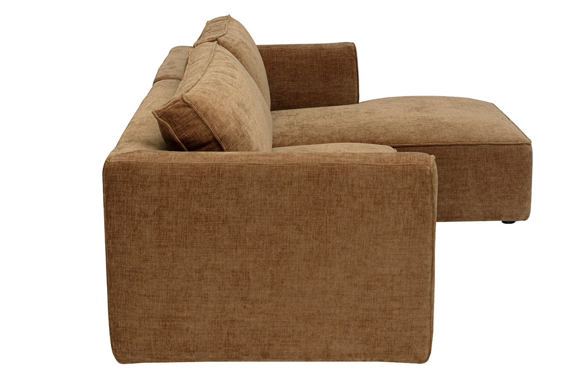 Design-Ecksofa rechts in gebrannter Erde Textur Samteffekt Stoff 3-Sitzer GRAMMY