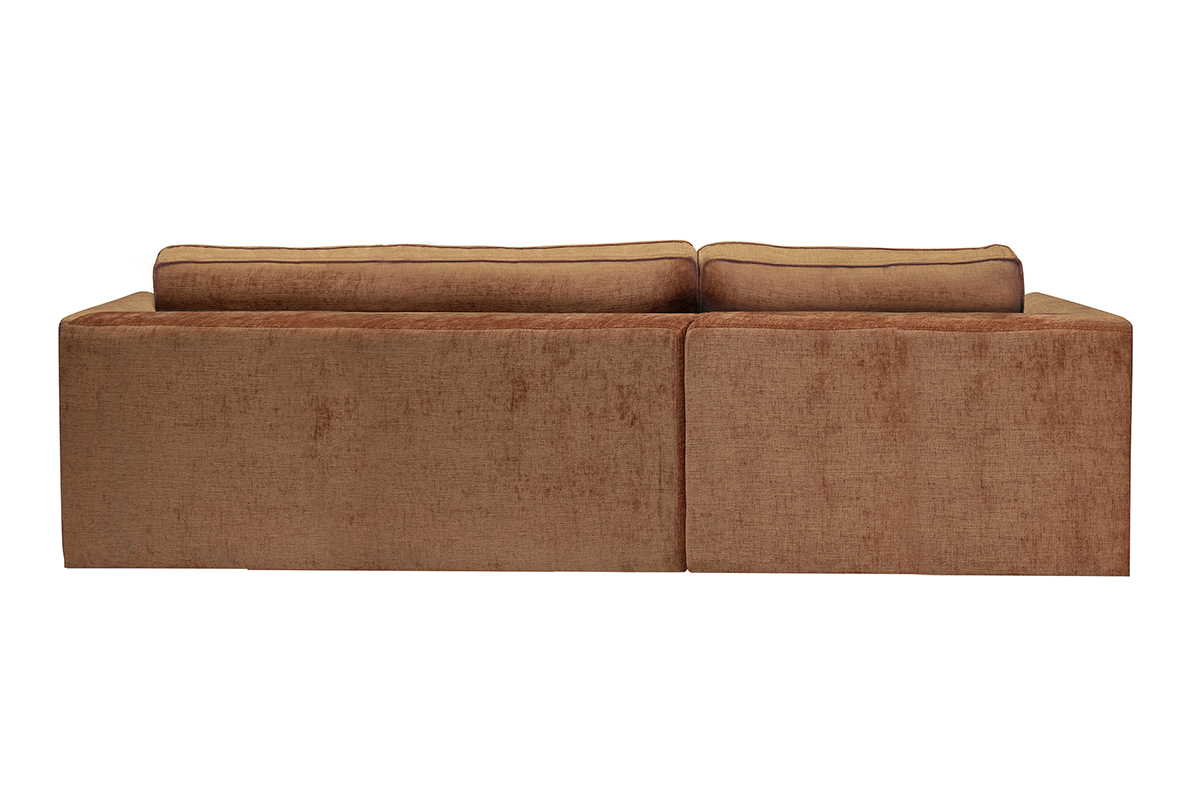 Design-Ecksofa rechts in gebrannter Erde Textur Samteffekt Stoff 3-Sitzer GRAMMY