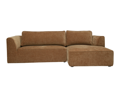 Design-Ecksofa rechts in gebrannter Erde Textur Samteffekt Stoff 3-Sitzer GRAMMY