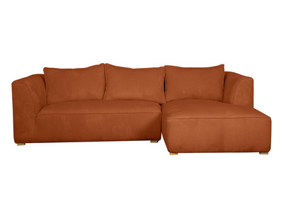 Design-Ecksofa rechtseitig aus écrufarbenem Cordstoff aus Samteffekt 3-4 Sitzer PANAM