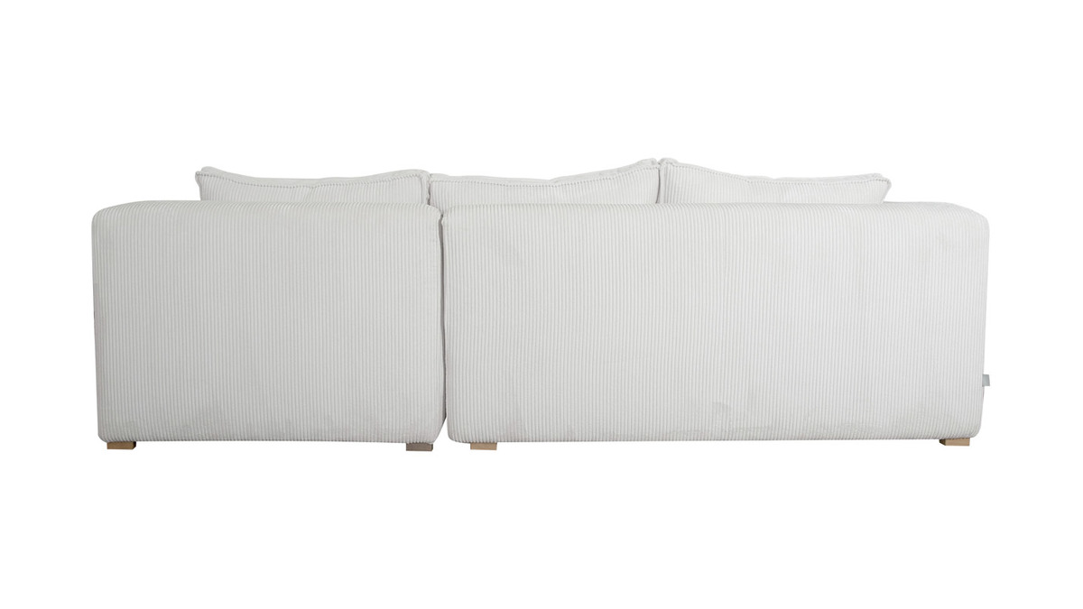 Design-Ecksofa rechtseitig aus geripptem, crufarbenem Samtstoff 3-4 Sitzer PANAM