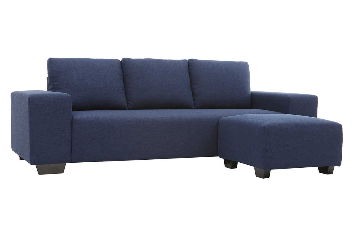 Design-Ecksofa Stoff 3-Sitzer Dunkelblau DEAUVILLE