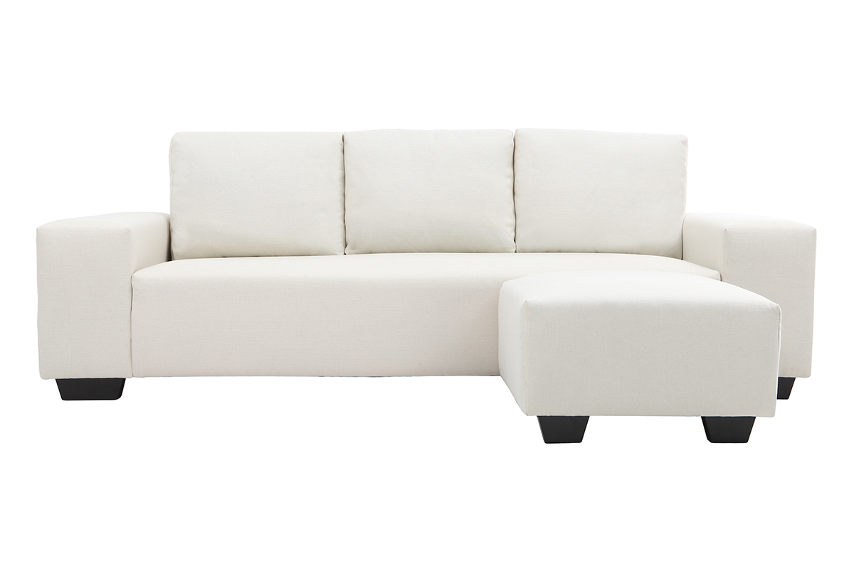 Design-Ecksofa Stoff 3-Sitzer Naturfarben DEAUVILLE