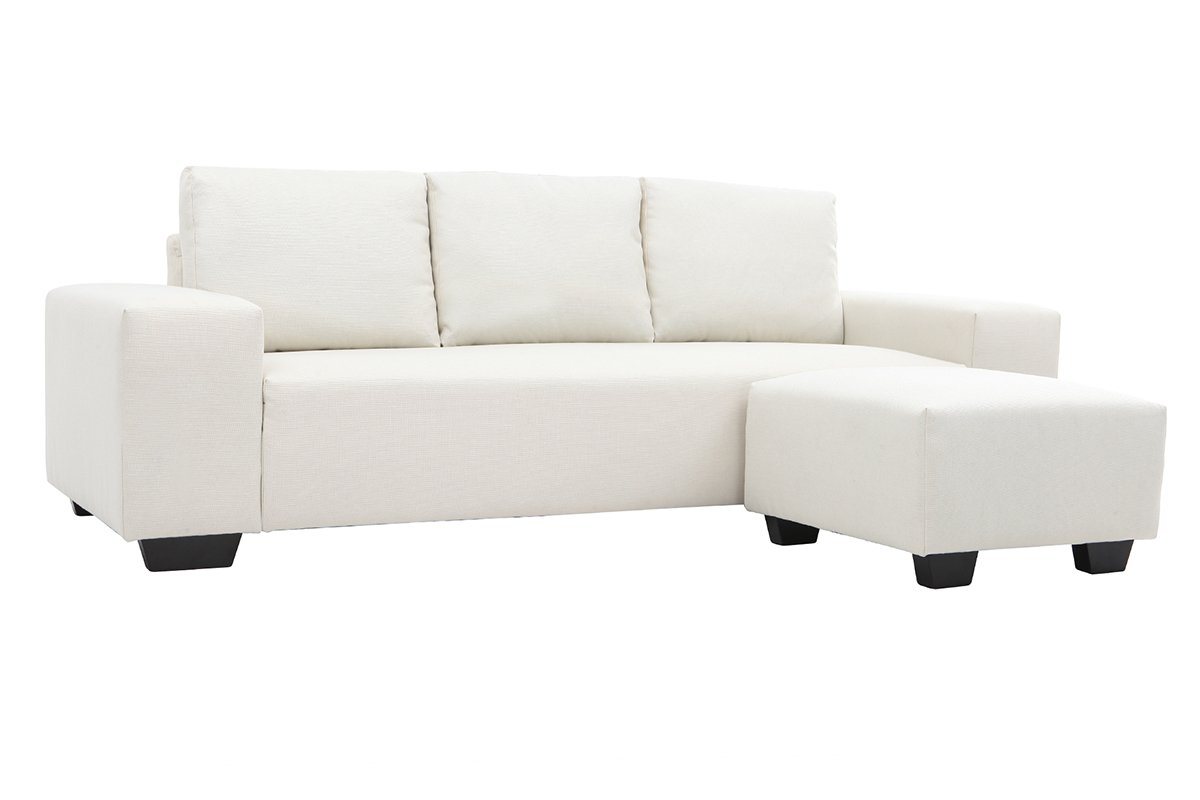 Design-Ecksofa Stoff 3-Sitzer Naturfarben DEAUVILLE