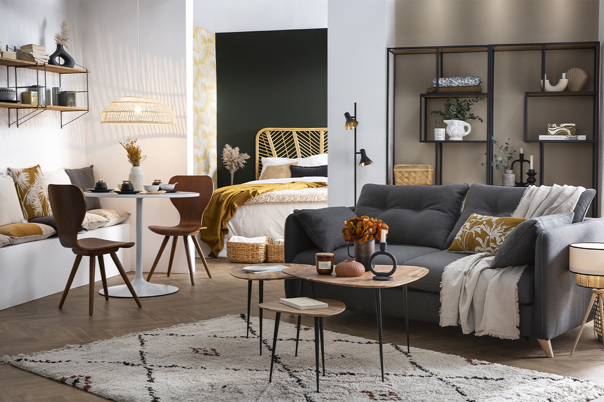 Design Esstisch aus Eichenholz und Wei  90 cm CALISTA