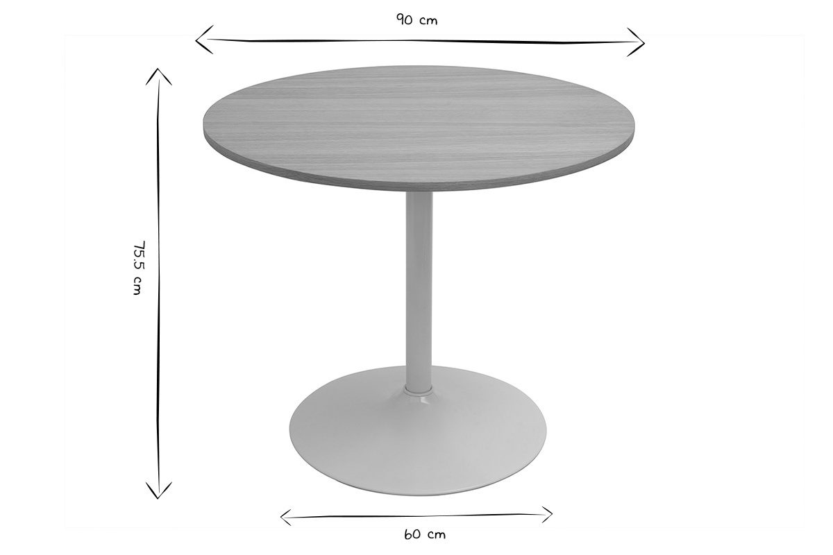 Design Esstisch aus Eichenholz und Wei  90 cm CALISTA