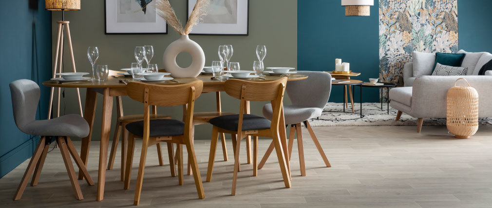 Design-Esstisch ausziehbar Eiche L150-200 MARIK - Miliboo