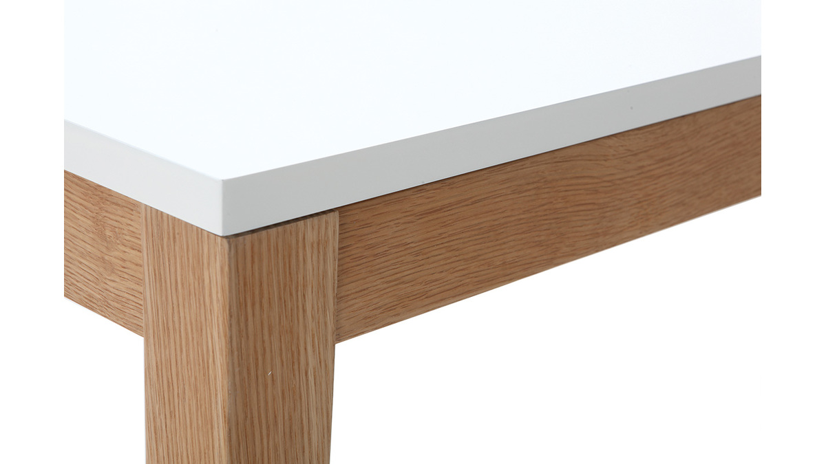 Design-Esstisch ausziehbar Weiß Füße Holz L180-260 DELAH