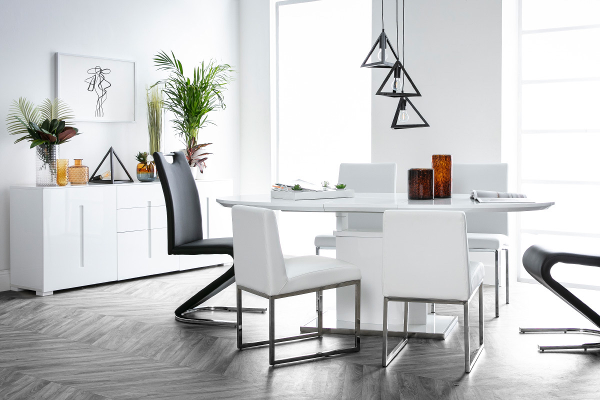 Design-Esstisch ausziehbar Wei L160-200 CLEONES