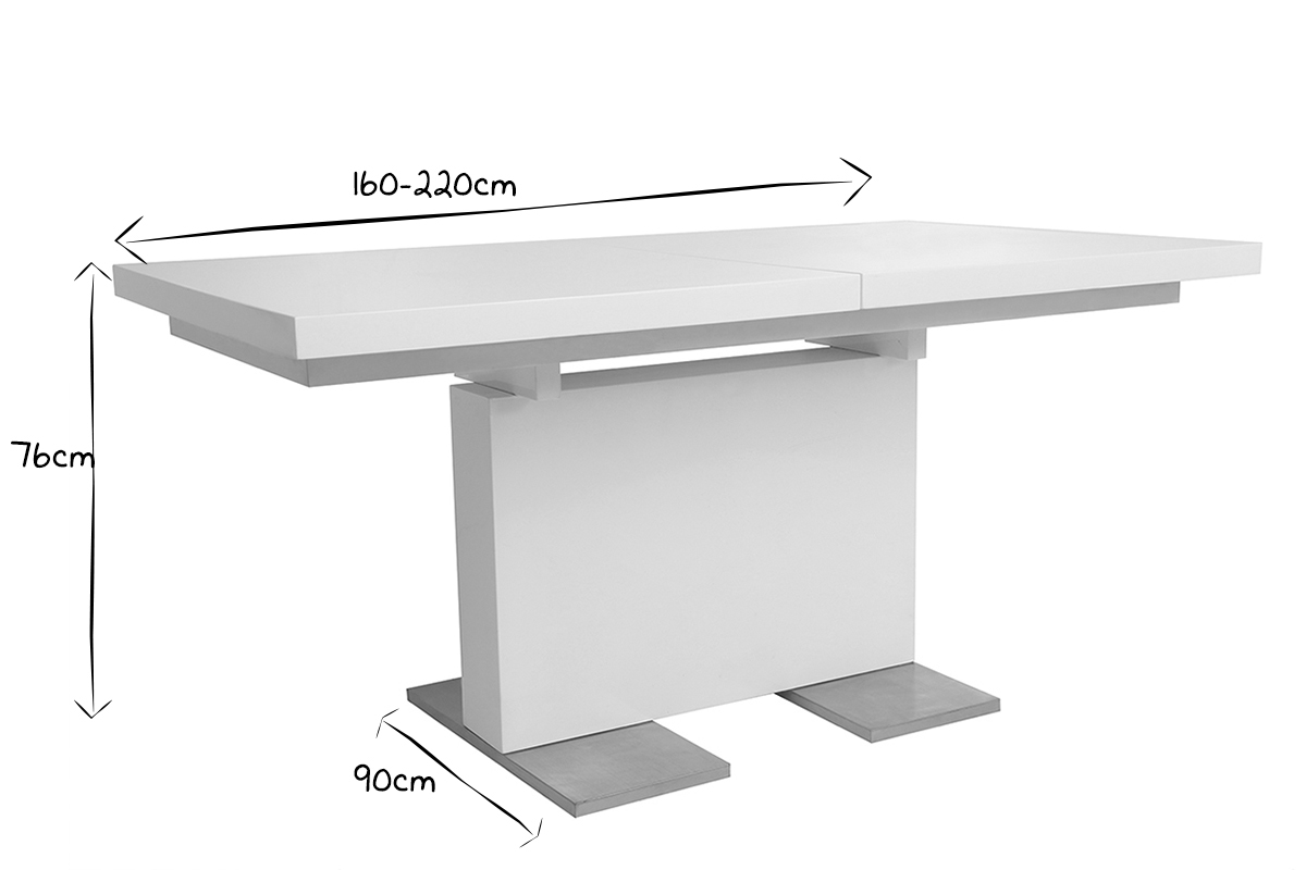 Design-Esstisch ausziehbar Wei lackiert L160-220 NEMIA
