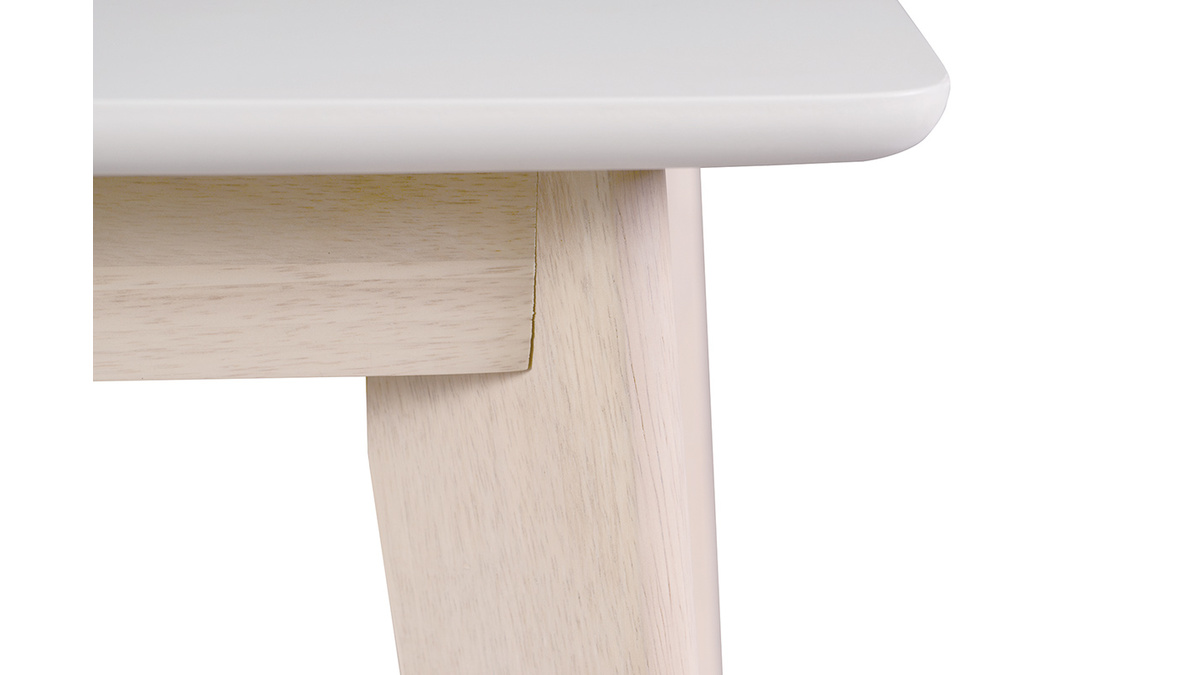 Design-Esstisch ausziehbar Weiß und helles Holz L150-200 LEENA