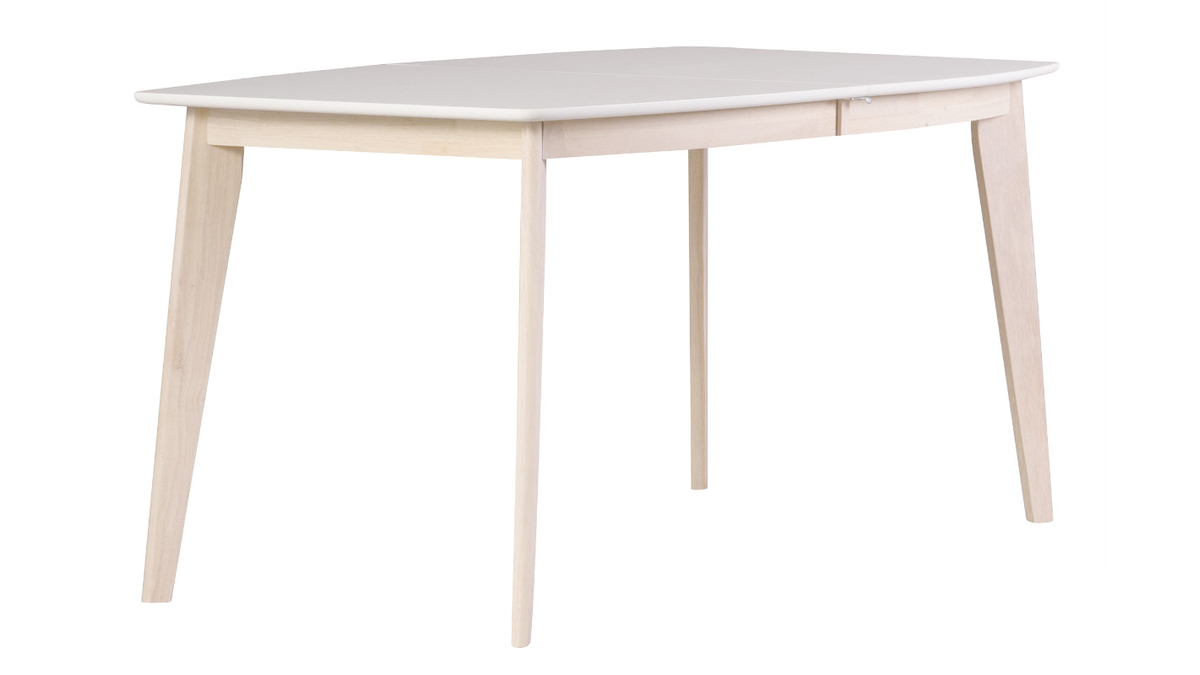 Design-Esstisch ausziehbar Weiß und helles Holz L150-200 LEENA