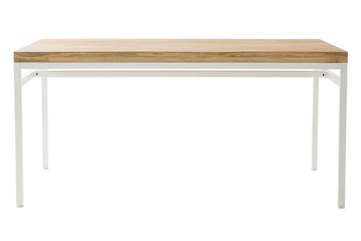 Design-Esstisch Mangoholz und Metall Wei� L160 BOHO