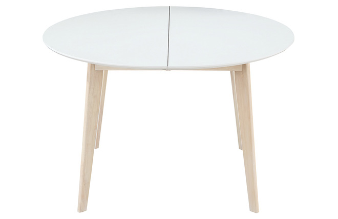 Design-Esstisch rund ausziehbar Weiß und Holz L120-150 LEENA