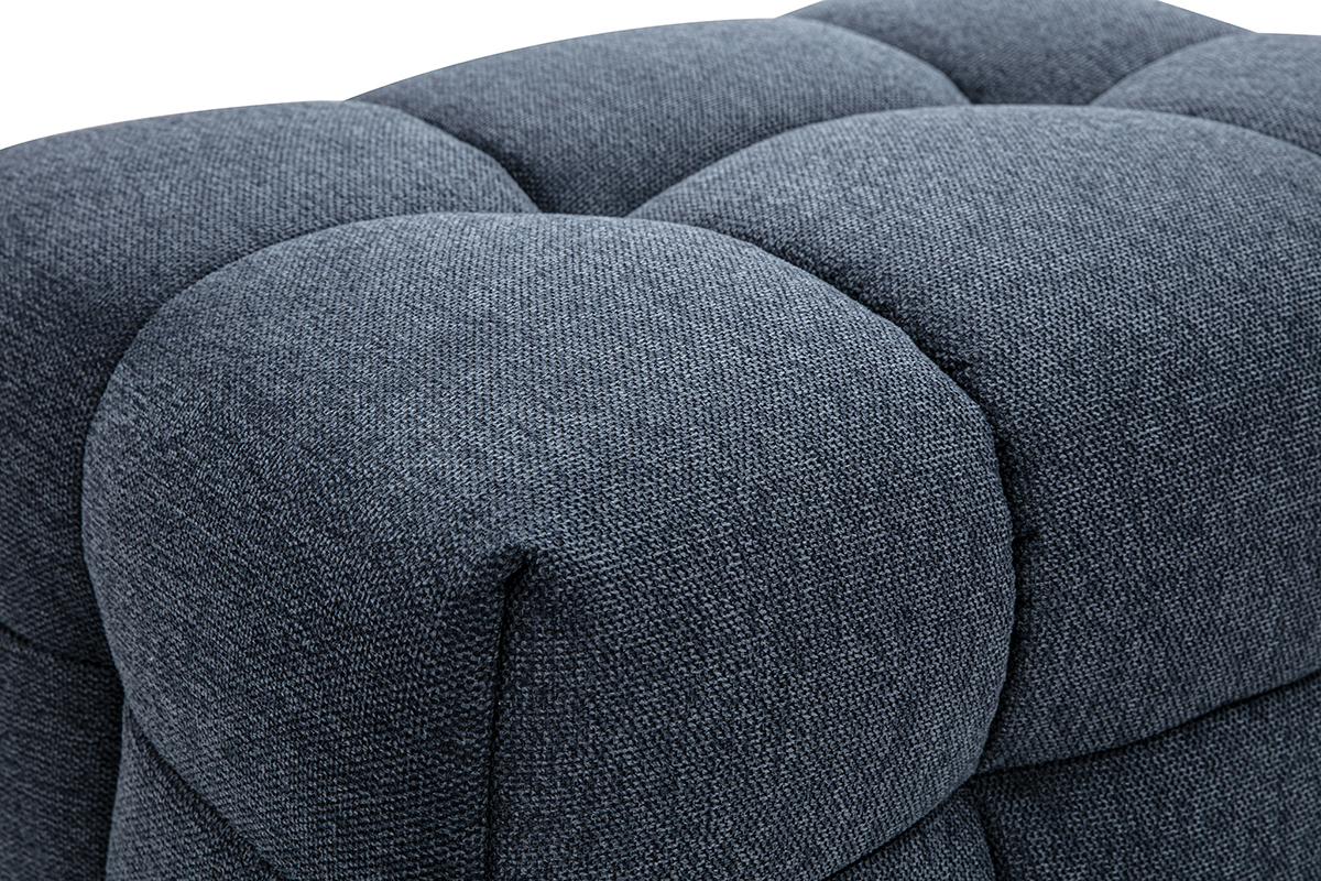 Design-Fuhocker aus dunkelblauem strukturiertem Samteffektstoff CORTO