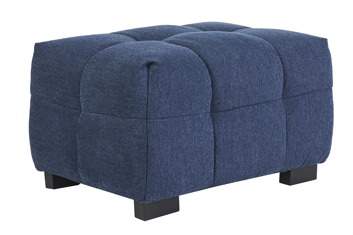 Design-Fuhocker aus dunkelblauem strukturiertem Samteffektstoff CORTO