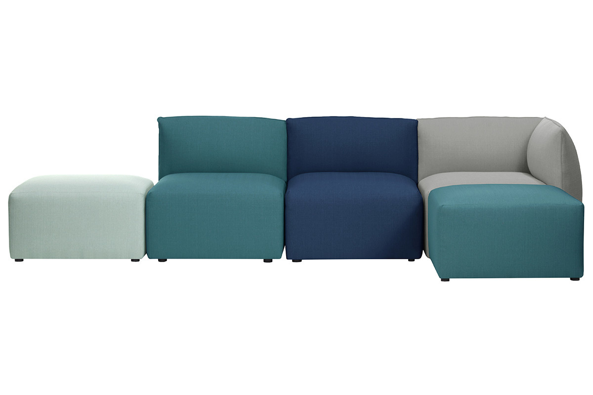 Design-Fusttze Stoff Gletscherblau MODULO