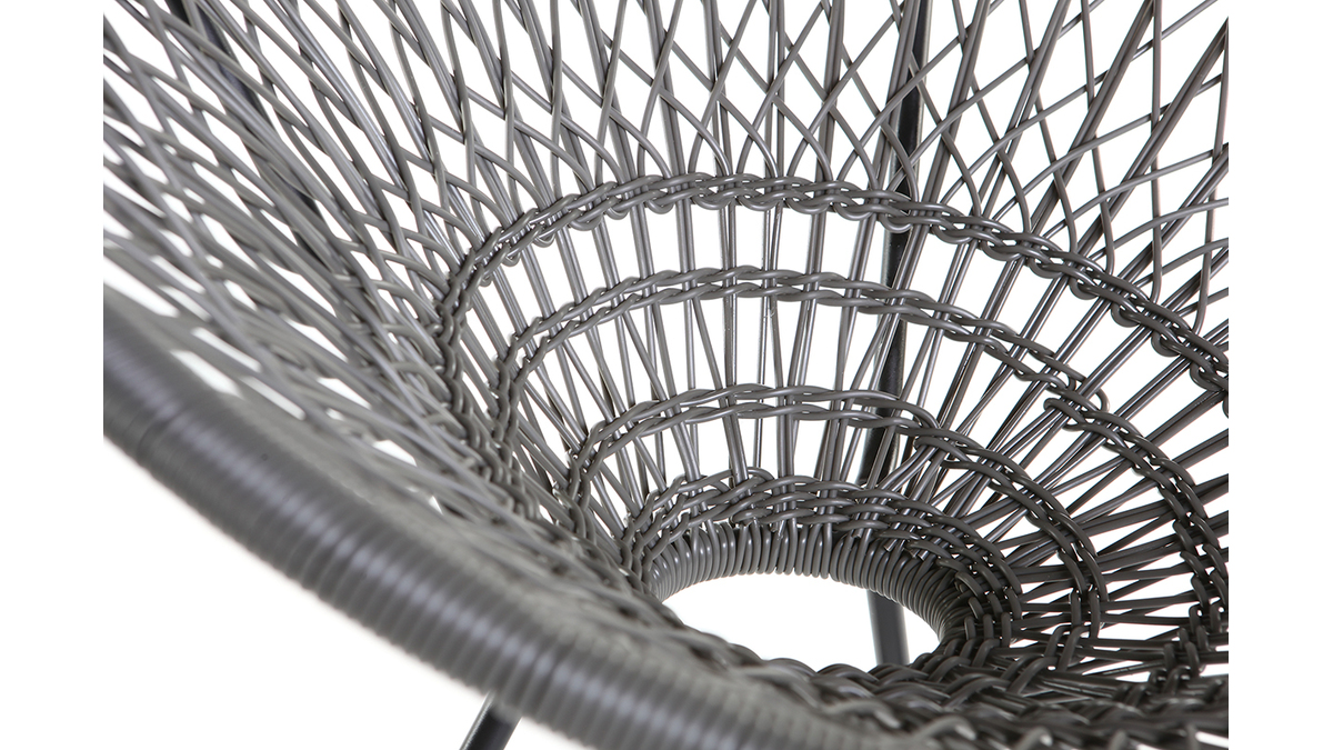 Design-Gartensessel ARANGO aus grauem Kunststoffgeflecht