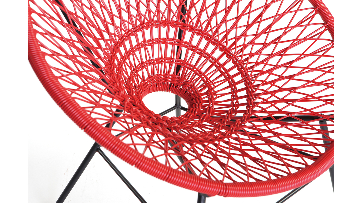 Design-Gartensessel ARANGO aus rotem Kunststoffgeflecht