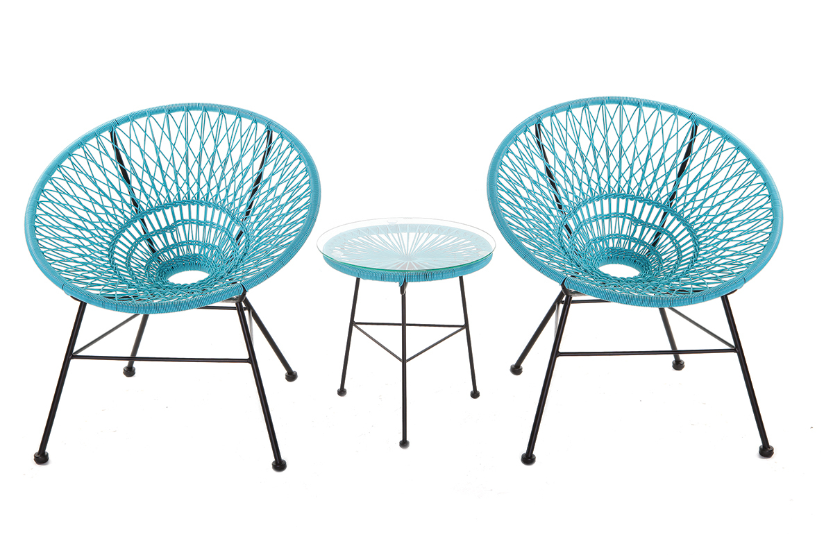 Design-Gartensessel ARANGO aus trkisfarbenem Kunststoffgeflecht
