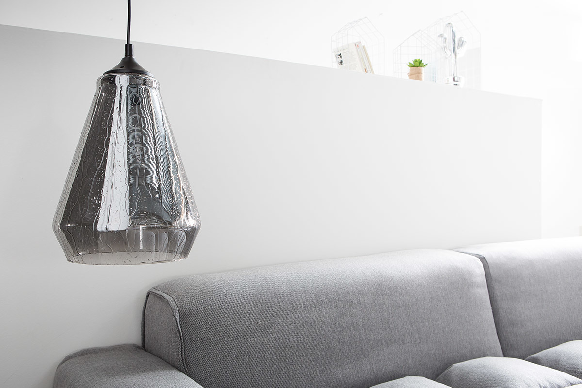 Design-H�ngelampe Glas rauchfarben Tropfeneffekt DROP