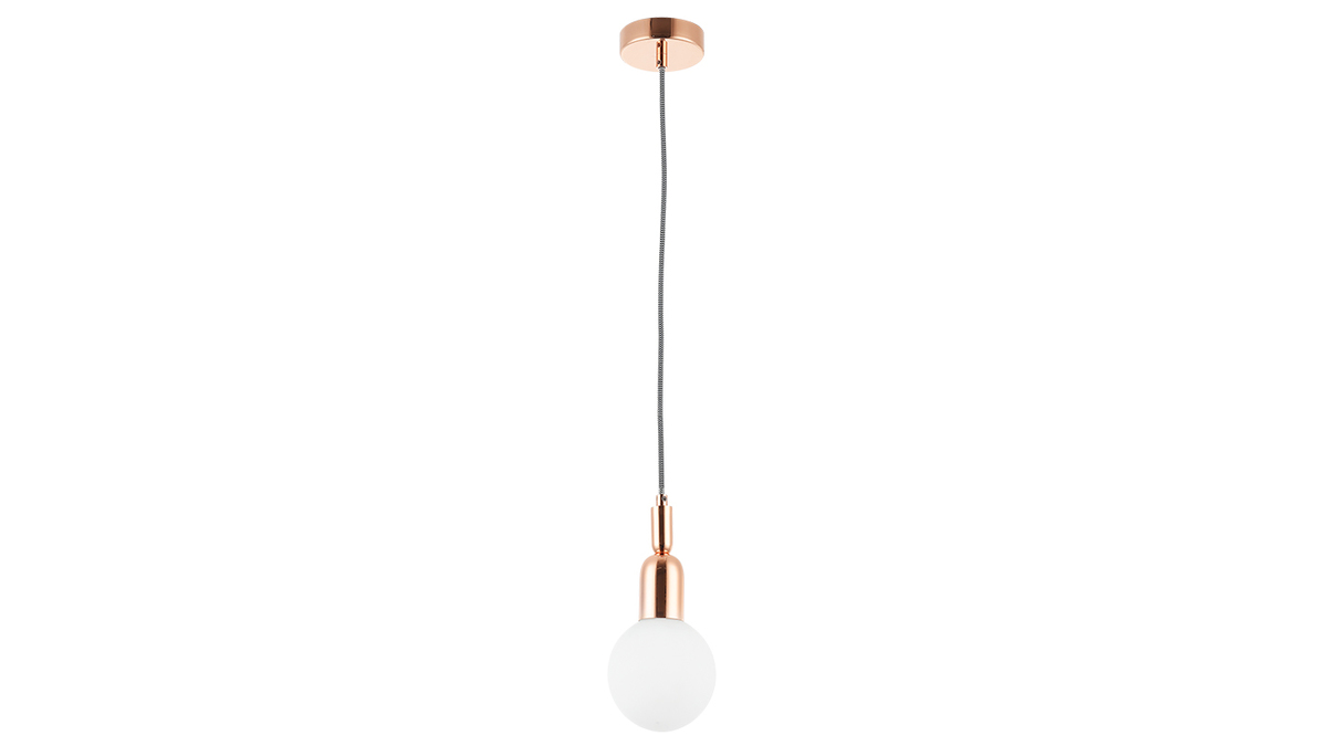 Design Hngelampe Metall Rotgold mit Glasbirne BULB