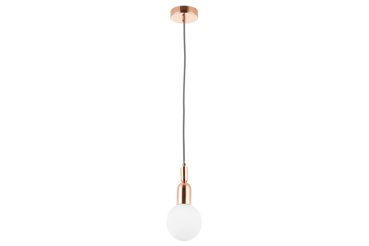 Design H�ngelampe Metall Rotgold mit Glasbirne BULB