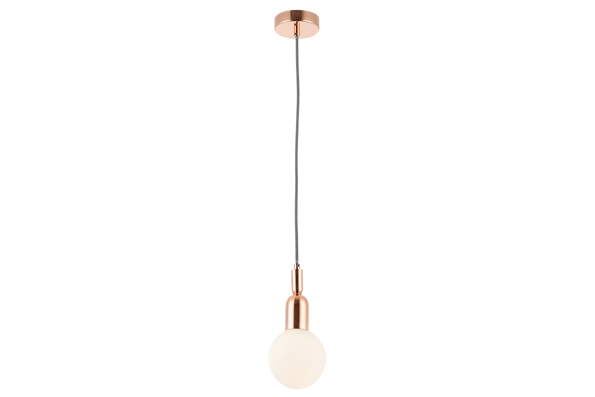 Design H�ngelampe Metall Rotgold mit Glasbirne BULB