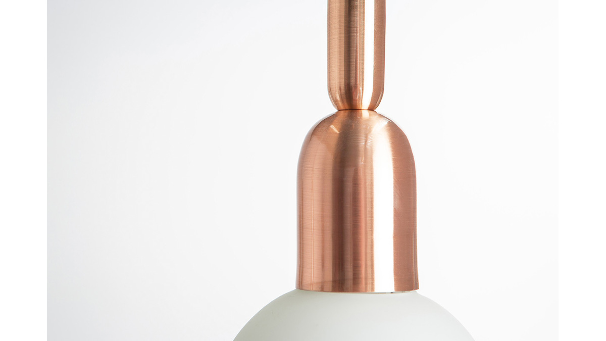 Design Hngelampe Metall Rotgold mit Glasbirne BULB