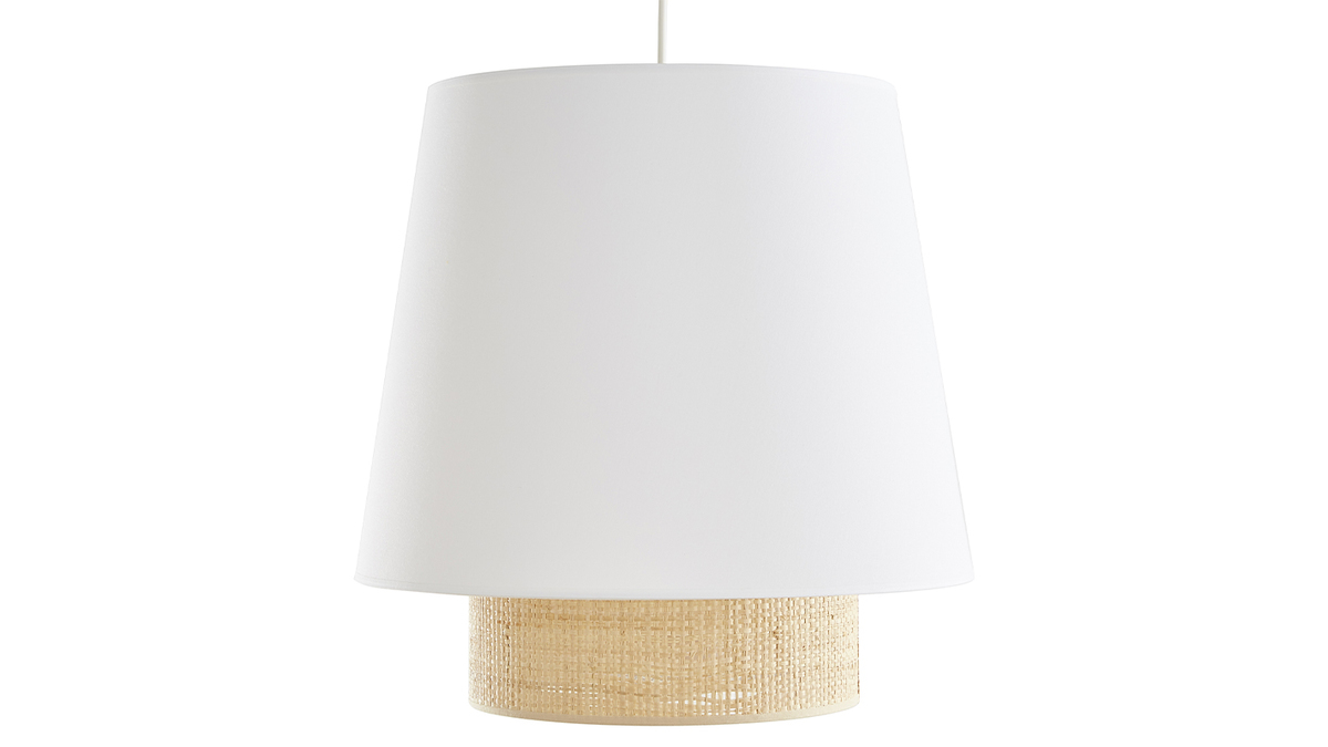 Design-Hngeleuchte aus zwei Materialien Bast und weie Baumwolle D40 cm JUME