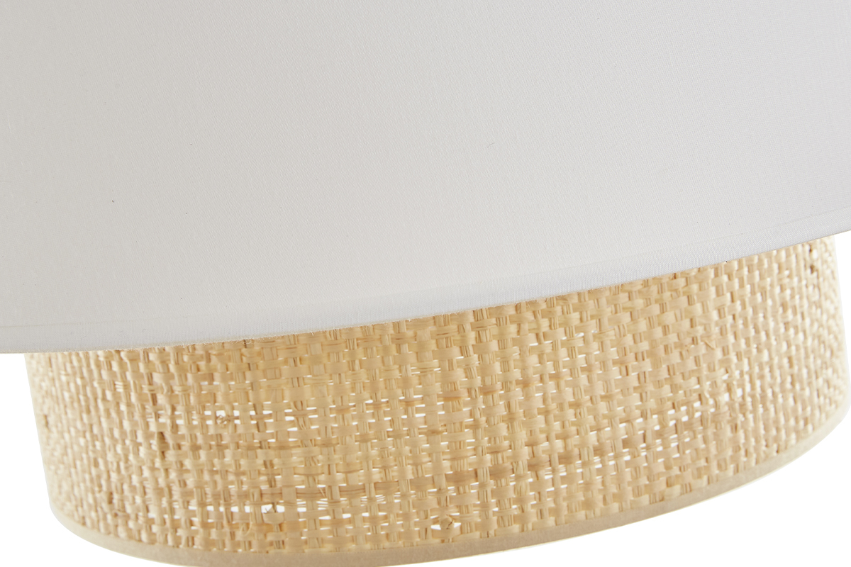 Design-Hngeleuchte aus zwei Materialien Bast und weie Baumwolle D40 cm JUME
