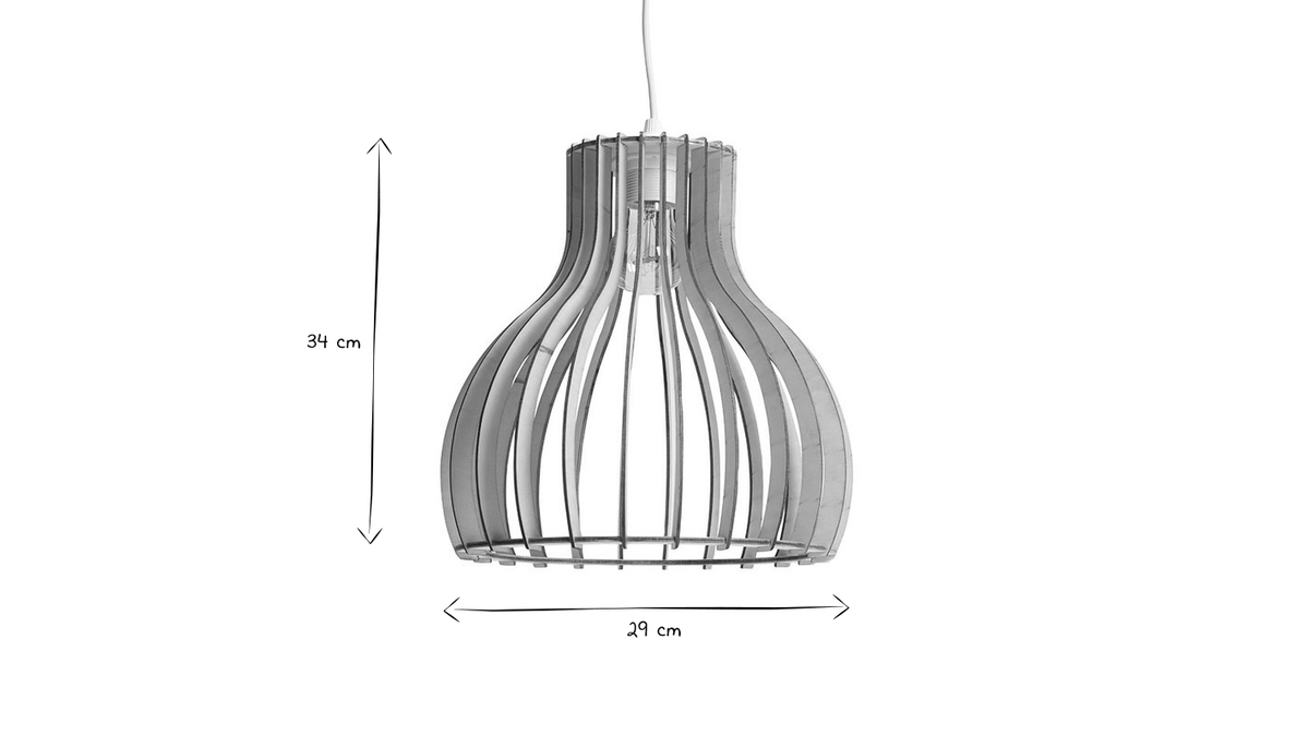 Design-Hngeleuchte FIJI aus hellem Holz,  28 cm