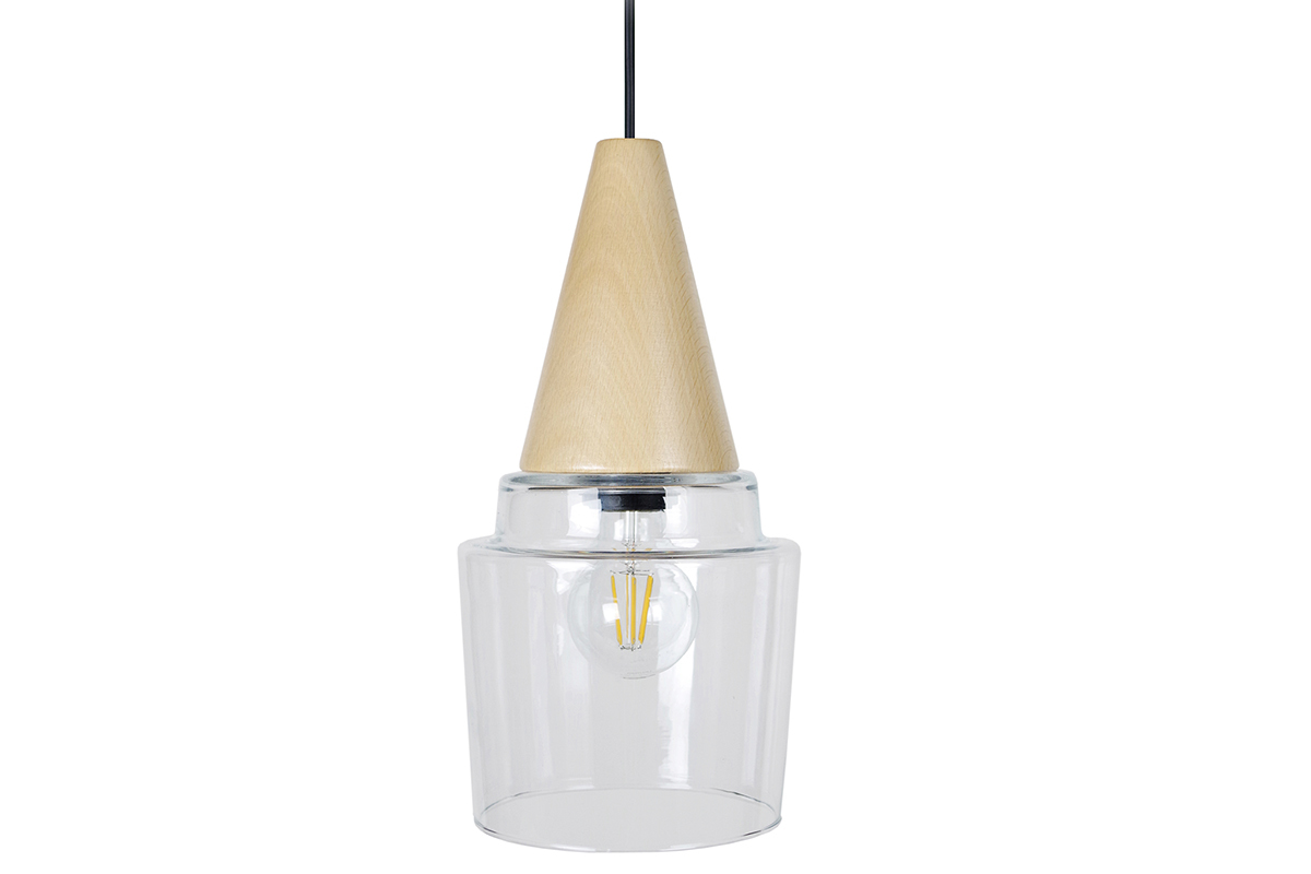 Design-H�ngeleuchte Holz und Glas ACOMAT