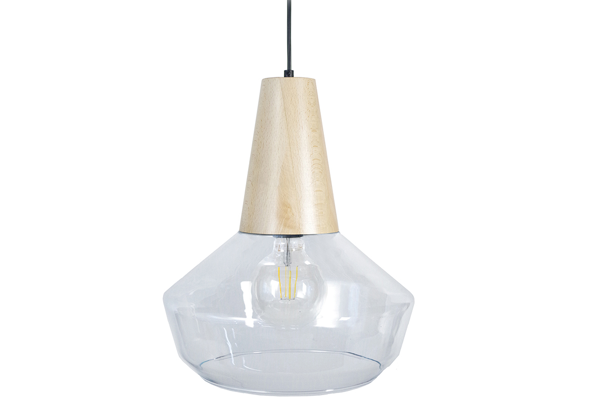 Design-H�ngeleuchte Holz und Glas BARTH