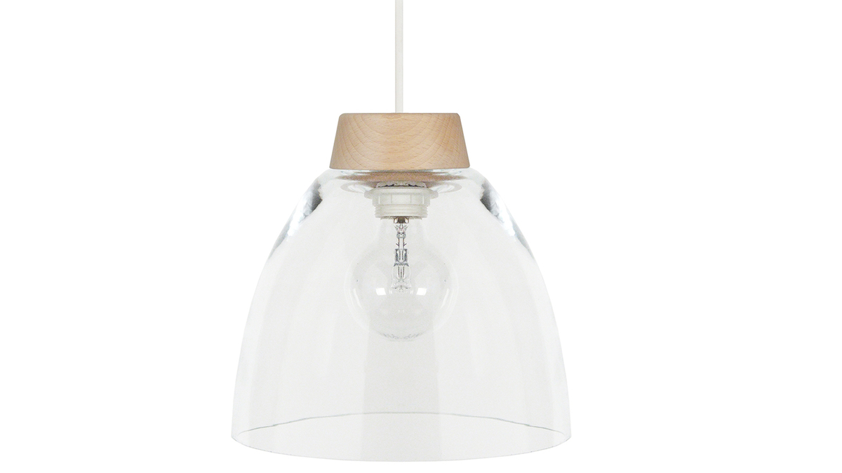 Design-Hngeleuchte Holz und Glas BORA