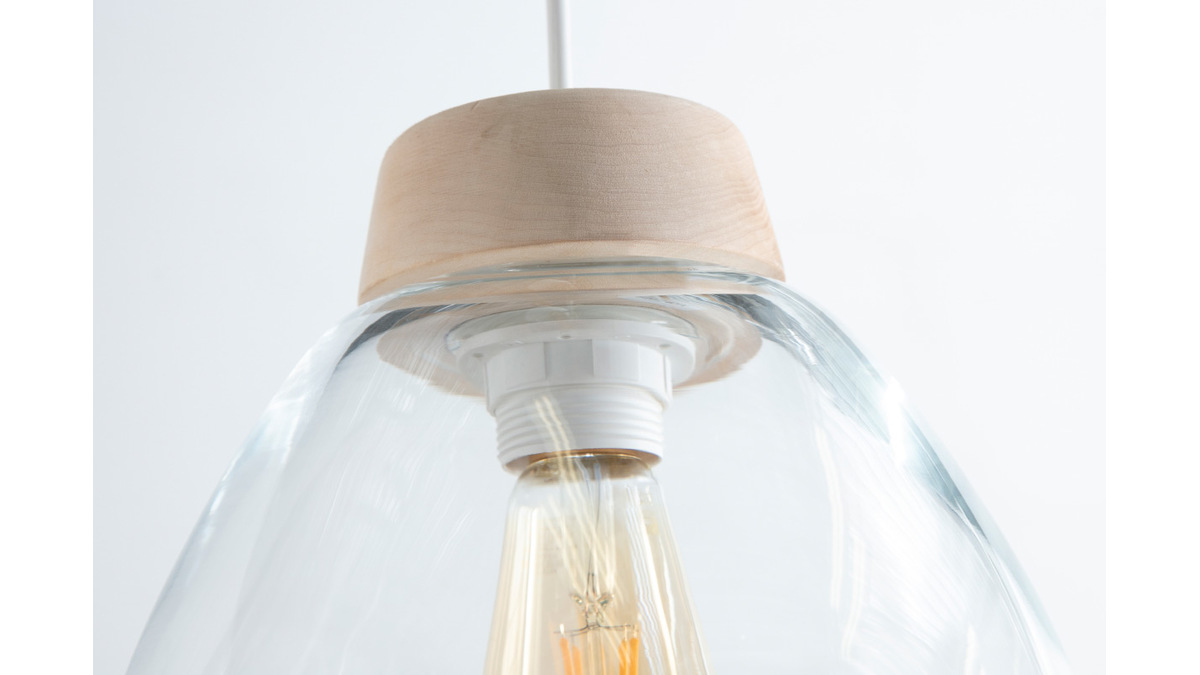 Design-Hngeleuchte Holz und Glas BORA