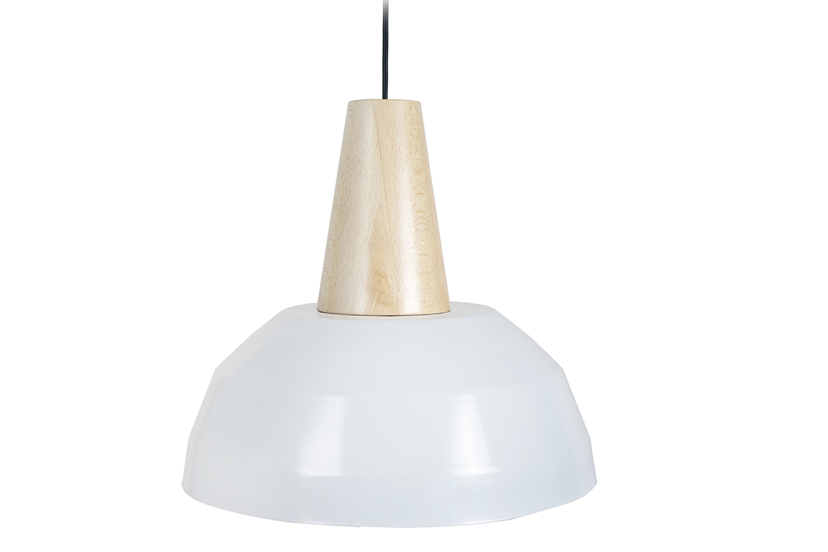 Design-H�ngeleuchte Holz und Wei� PULSE